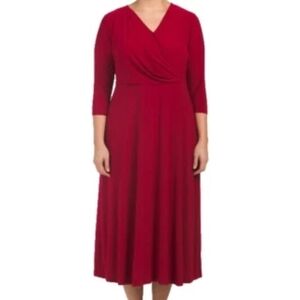 NWT Chaus Midi Red New York Dress 3/4 sleeves